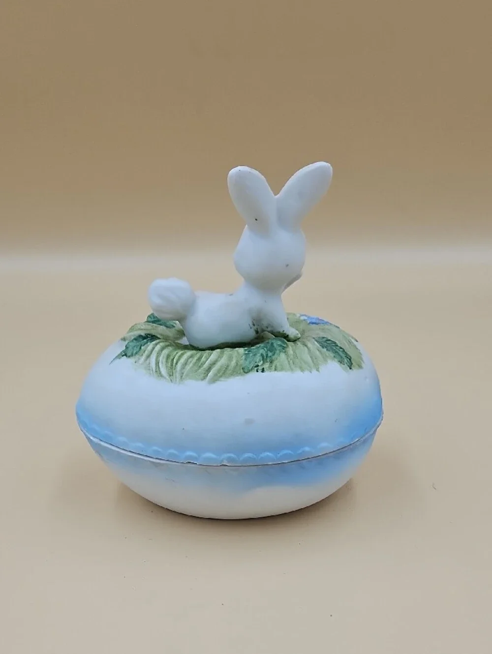 Bunny Trinket Box in White and Blue